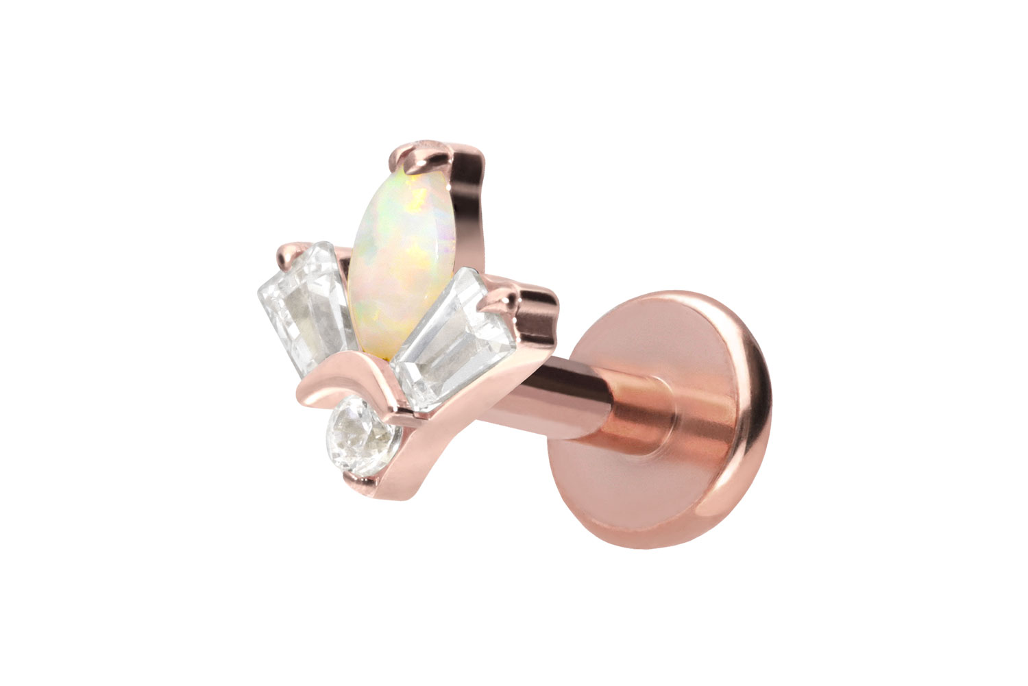 Titan Labret Piercing mit Push Fit LOTUSBLÜTE